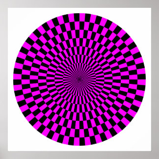 Op Art Wheel - Magenta und Black Poster