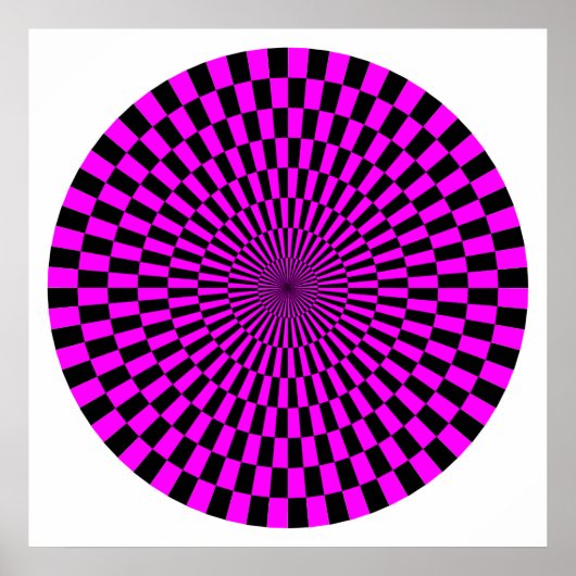 Op Art Wheel - Magenta und Black Poster (Vorne)