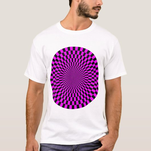 Op Art Wheel - Magenta und Black T-Shirt (Vorderseite)