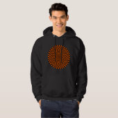 Op Art Wheel - Orange und Schwarz Hoodie (Vorne ganz)