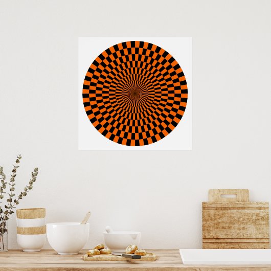 Op Art Wheel - Orange und Schwarz Poster (Küche)