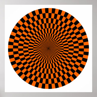 Op Art Wheel - Orange und Schwarz Poster