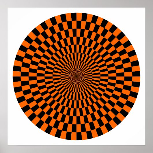 Op Art Wheel - Orange und Schwarz Poster (Vorne)