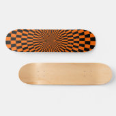 Op Art Wheel - Orange und Schwarz Skateboard (Horizontal)