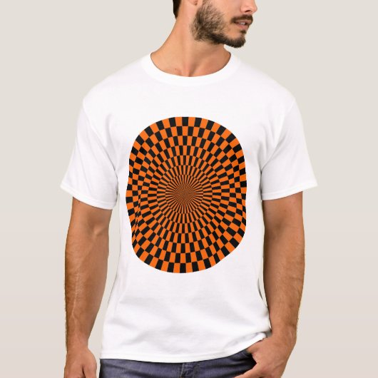 Op Art Wheel - Orange und Schwarz T-Shirt (Vorderseite)