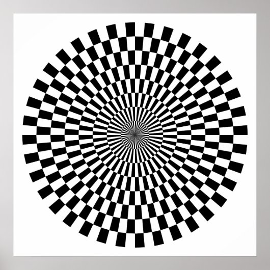 Op Art Wheel - Schwarz und Weiß Poster (Vorne)