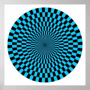 Op Art Wheel - Sky Blue und Black Poster