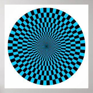 Op Art Wheel - Sky Blue und Black Poster