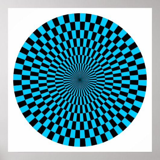 Op Art Wheel - Sky Blue und Black Poster (Vorne)