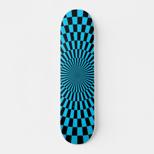 Op Art Wheel - Sky Blue und Black Skateboard (Vorne)
