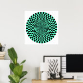 Op Art Wheel - Türkis und Schwarz Poster (Heimbüro)