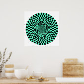 Op Art Wheel - Türkis und Schwarz Poster (Küche)
