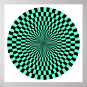 Op Art Wheel - Türkis und Schwarz Poster (Vorne)