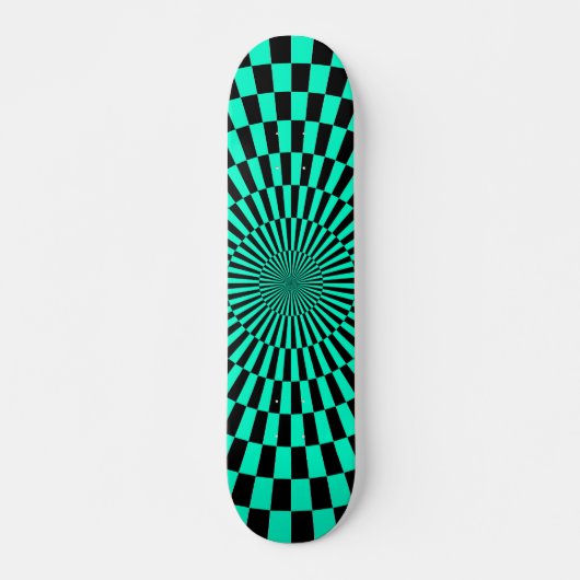 Op Art Wheel - Türkis und Schwarz Skateboard (Vorne)