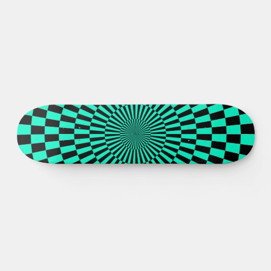 Op Art Wheel - Türkis und Schwarz Skateboard (Horizontal)