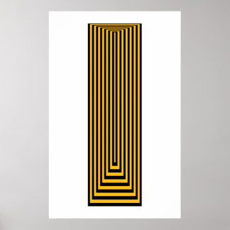 Op Art zentrierte Rechtecke, gelb über schwarz Poster