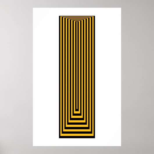 Op Art zentrierte Rechtecke, gelb über schwarz Poster (Vorne)