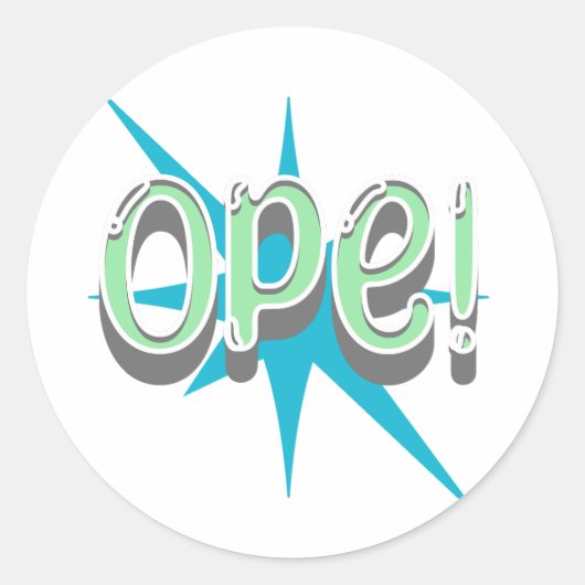 Op, Funny Midwest Slang | Retro grün und blau Runder Aufkleber (Vorderseite)