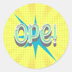 Op, Funny Midwest Slang   Retro grün und blau Runder Aufkleber