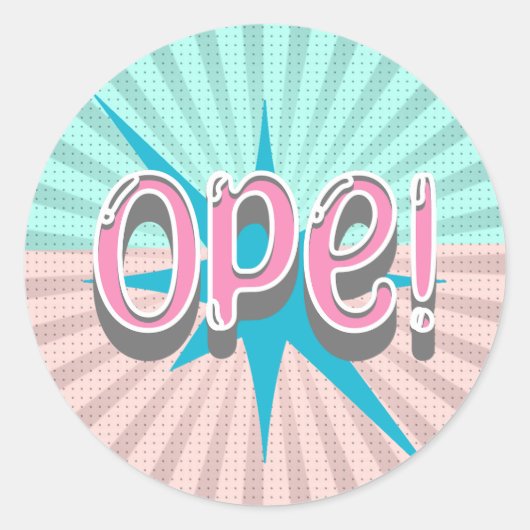 Op, Funny Midwest Slang | Retro Rosa und Blau Runder Aufkleber (Vorderseite)