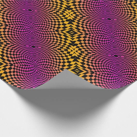 OP-Kunst grelles Lila, Gold und Schwarzes Geschenkpapier (Ecke)