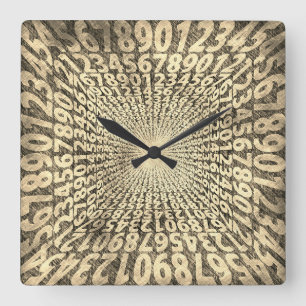 OP-Kunst-Tunnel aus Zahlen optische Täuschung Quadratische Wanduhr