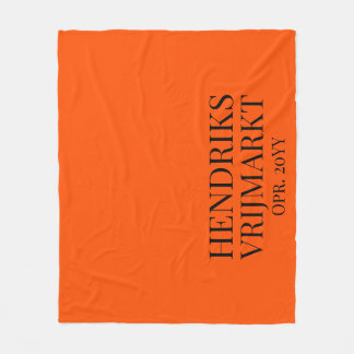 Op Maat Oranje Vrijmarkt-deken | Zwarte tekst -  Fleecedecke