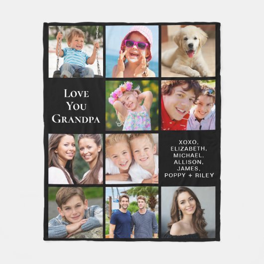 Opa 10 FotoCollage Schwarz Fleecedecke (Vorderseite)