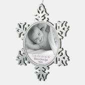 Opa 1. Weihnachten Personalisiertes Foto Großmutte Schneeflocken Zinn-Ornament (Rechts)