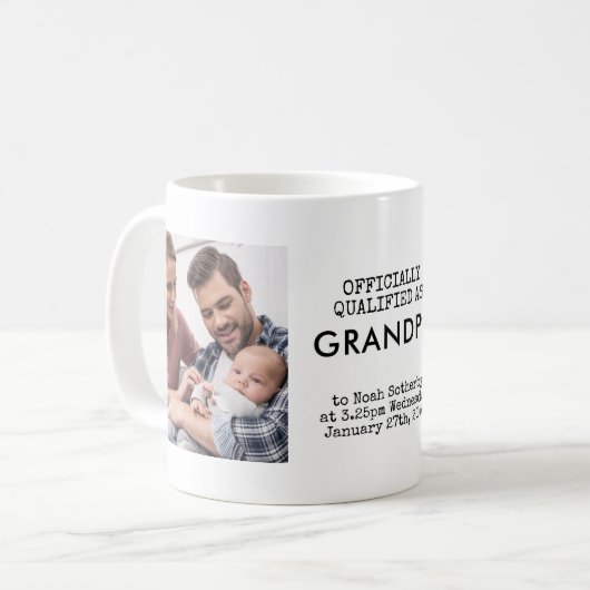 Opa 2 Custom Baby Fotos und Geburtsstunde Kaffeetasse (Vorderseite Links)