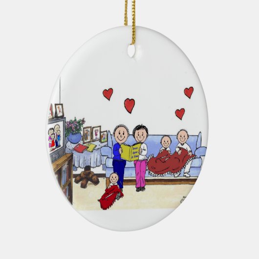 Opa, 3 Kinder Keramikornament (Rechts)