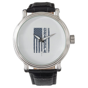 Opa Amerikanische Flagge Distressed Patriotisches  Armbanduhr
