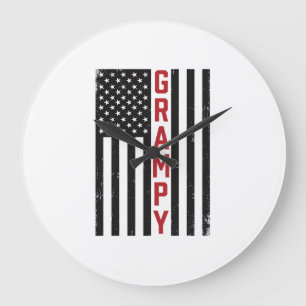 Opa Amerikanische Flagge Patriotisch Vintage Vekto Große Wanduhr