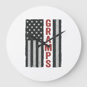 Opa Amerikanische Flagge Vintage Patriotischer Vek Große Wanduhr