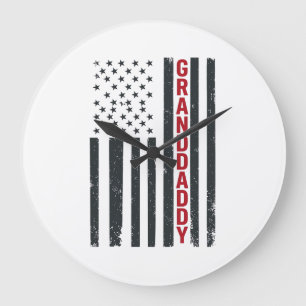 Opa Amerikanische Flagge Vintage Patriotisches Des Große Wanduhr
