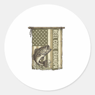 Opa Angel Vintage Bass Angler-Shirt Design Runder Aufkleber