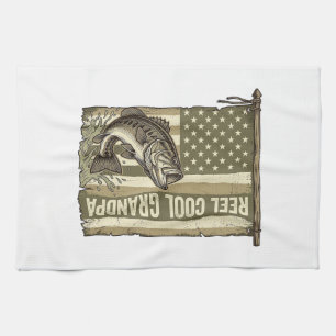 Opa Angelischer Vintage-Bassfishing-Shirt-Entwurf Geschirrtuch