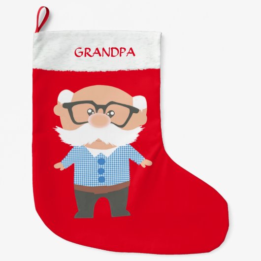 Opa auf Rot Großer Weihnachtsstrumpf (Vorderseite)