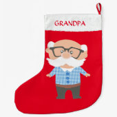 Opa auf Rot Großer Weihnachtsstrumpf (Rückseite)