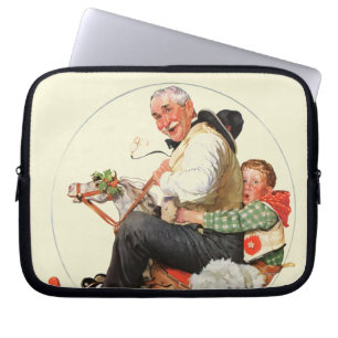 Opa auf Schaukelpferd Laptopschutzhülle