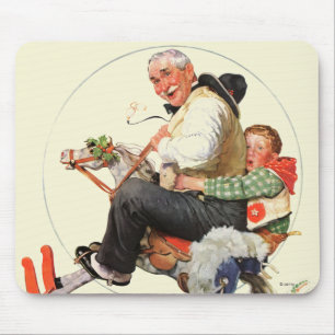Opa auf Schaukelpferd Mousepad