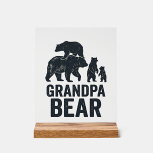Opa Bär Vintage Gravur Familie Bär Shirt D Acrylschild