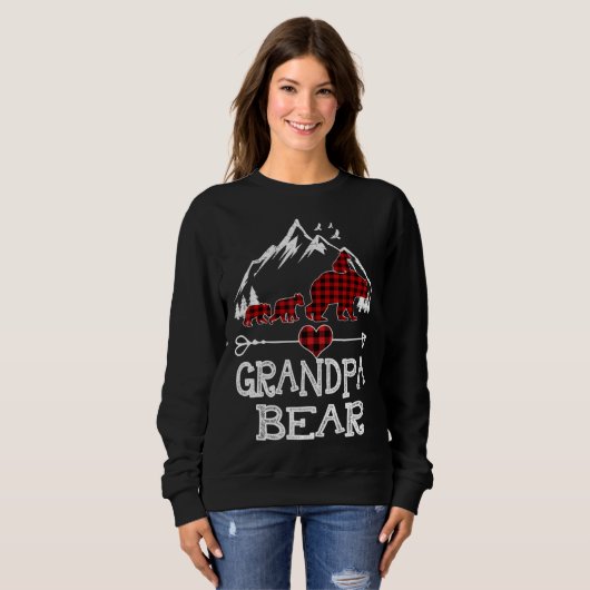 Opa Bear Christmas Pajama Red Buffalo Kariert Fa Sweatshirt (Vorne ganz)