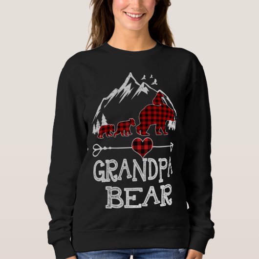 Opa Bear Christmas Pajama Red Buffalo Kariert Fa Sweatshirt (Vorderseite)