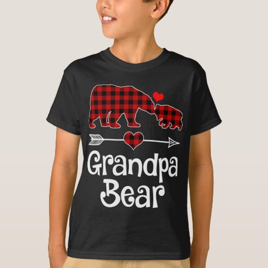 Opa Bear Christmas Pajama Red Buffalo Ma T-Shirt (Vorderseite)