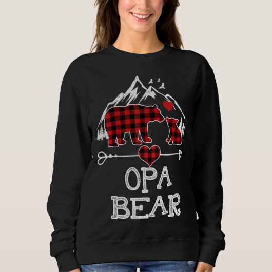 Opa Bear Christmas Pajama Red Kariert Buffalo Fami Sweatshirt (Vorderseite)