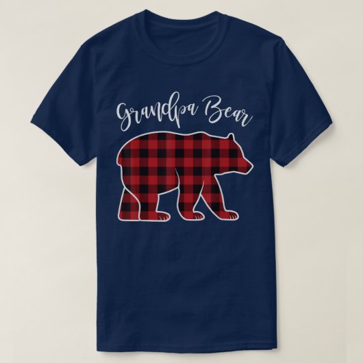 Opa Bear Pajama Red Buffalo Xmas Familie T-Shirt (Design vorne)