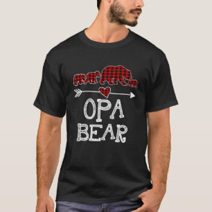 Opa Bear Three Cubs Red Kariert Mama Christmas Paj T-Shirt