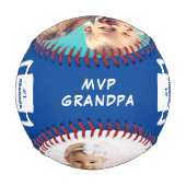 Opa Best je MVP Personalisierte Fotos Blau Baseball (Rückseite)