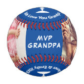 Opa Best je MVP Personalisierte Fotos Blau Baseball (Vorderseite)